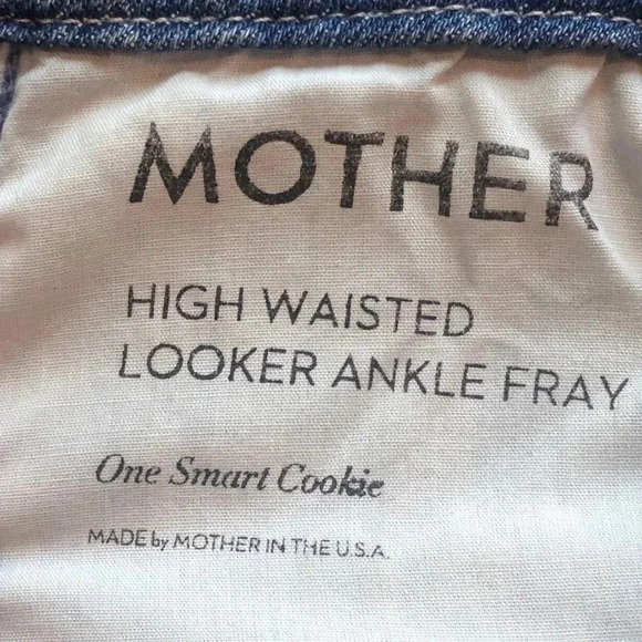 MOTHER High Waisted Looker Ankle Fray Denim Jeans One Smart Cookie Size 23 - Picture 8 of 16